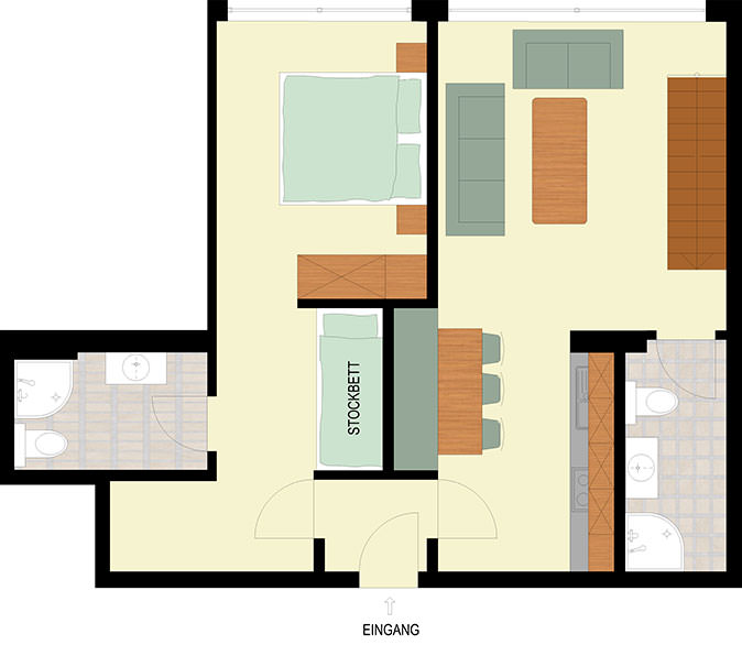 Appartement 6 mit Zimmer