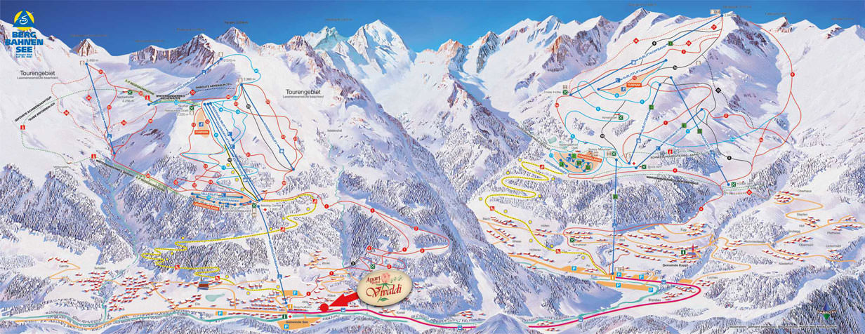Pistenplan Skigebiet See & Kappl